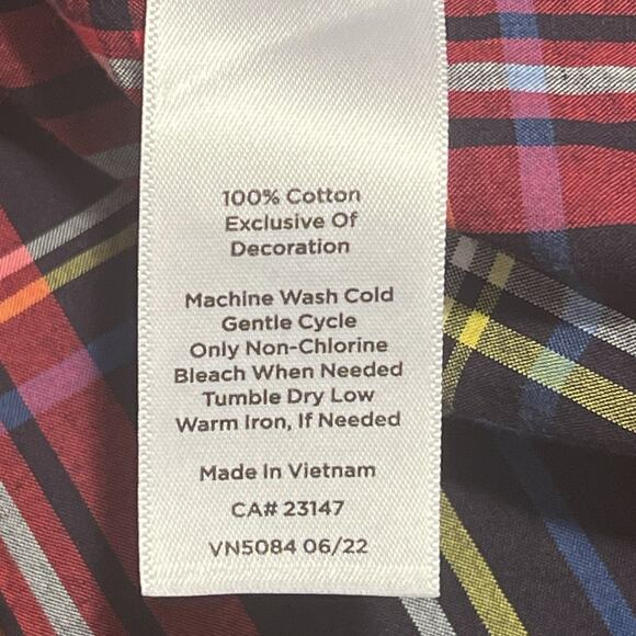 Talbots Velvet Trim Top Red Plaid Long Sleeve Split Neck Womens XL Christmas - Picture 11 of 12